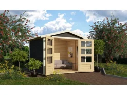 Karibu Gartenlauben|Holz-Gartenhaus Aesch Satteldach Lackiert 242 cm x 182 cm