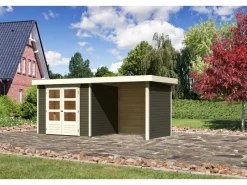 Holz-Gartenhaus Boras Terragrau Flachdach Lackiert 238 cm x 213 cm*Karibu Clearance