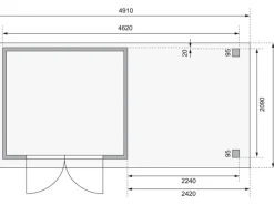 Holz-Gartenhaus Boras Terragrau Flachdach Lackiert 238 cm x 213 cm*Karibu Clearance