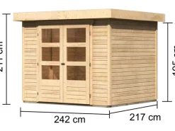 Kinder Karibu Kinder-Gartengeräte|Holz-Gartenhaus Boras Natur Flachdach Unbehandelt 238 cm x 213 cm