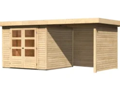 Karibu Gartenlauben|Holz-Gartenhaus Boras Natur Flachdach Unbehandelt 238 cm x 242 cm