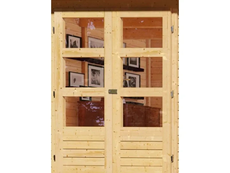 Karibu Gartenlauben|Holz-Gartenhaus Boras Natur Flachdach Unbehandelt 238 cm x 242 cm