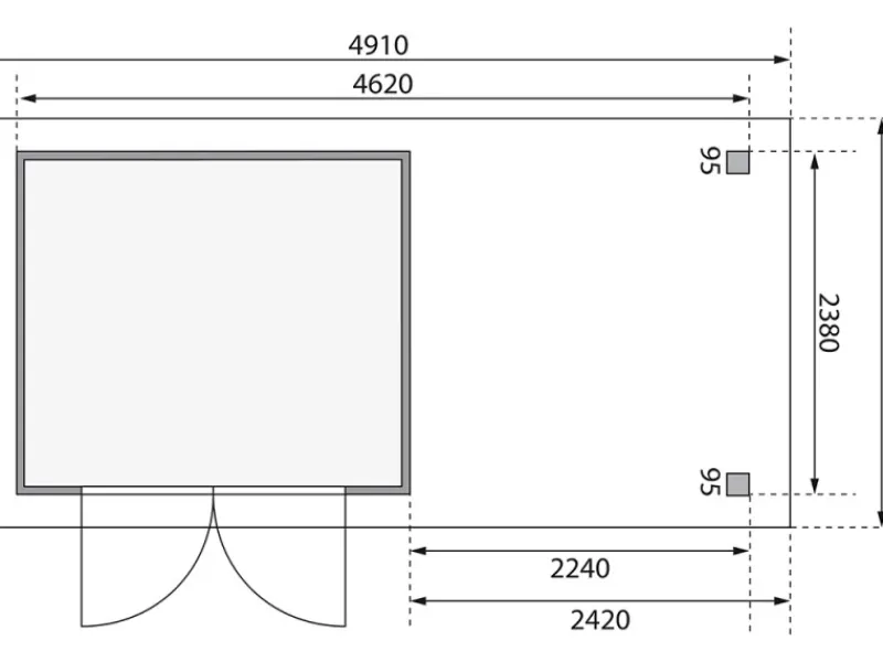 Karibu Gartenlauben|Holz-Gartenhaus Boras Natur Flachdach Unbehandelt 238 cm x 242 cm
