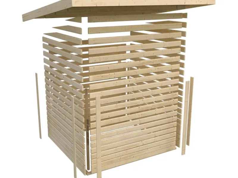 Karibu Gartenlauben|Holz-Gartenhaus Boras Natur Flachdach Unbehandelt 238 cm x 242 cm