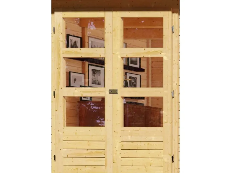 Karibu Gartenlauben|Holz-Gartenhaus Boras Natur Flachdach Unbehandelt 298 cm x 242 cm