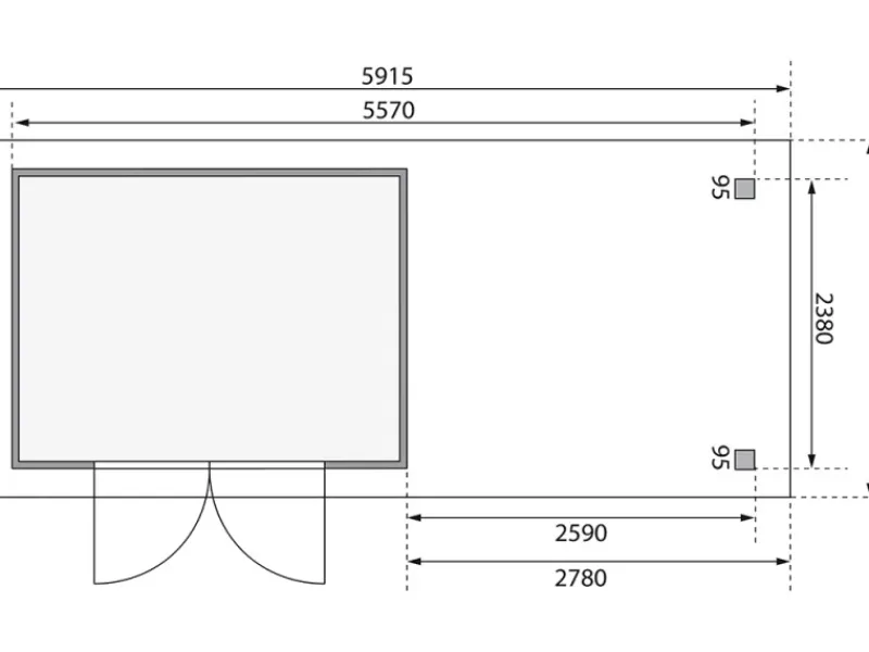 Karibu Gartenlauben|Holz-Gartenhaus Boras Natur Flachdach Unbehandelt 298 cm x 242 cm