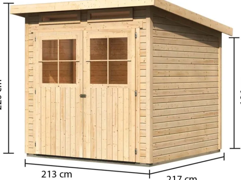 Karibu Gartenlauben|Holz-Gartenhaus Egersund Natur Pultdach Unbehandelt 209 cm x 213 cm