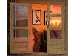 Karibu Gartenlauben|Holz-Gartenhaus Karlskoga 4 Natur Pultdach Unbehandelt 365 cm x 305 cm