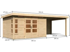 Kinder Karibu Kinder-Gartengeräte|Motorroller|Holz-Gartenhaus Kastberg Naturbelassen Flachdach 360 cm x 240 cm