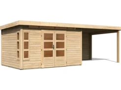 Kinder Karibu Kinder-Gartengeräte|Motorroller|Holz-Gartenhaus Kastberg Naturbelassen Flachdach 360 cm x 240 cm