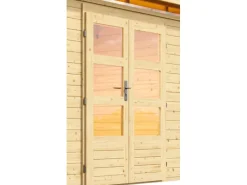 Kinder Karibu Kinder-Gartengeräte|Motorroller|Holz-Gartenhaus Kastberg Naturbelassen Flachdach 360 cm x 240 cm