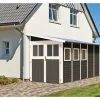 Karibu Gartenlauben|Holz-Gartenhaus Kristiansund Terragrau Lackiert 181 cm x 442 cm