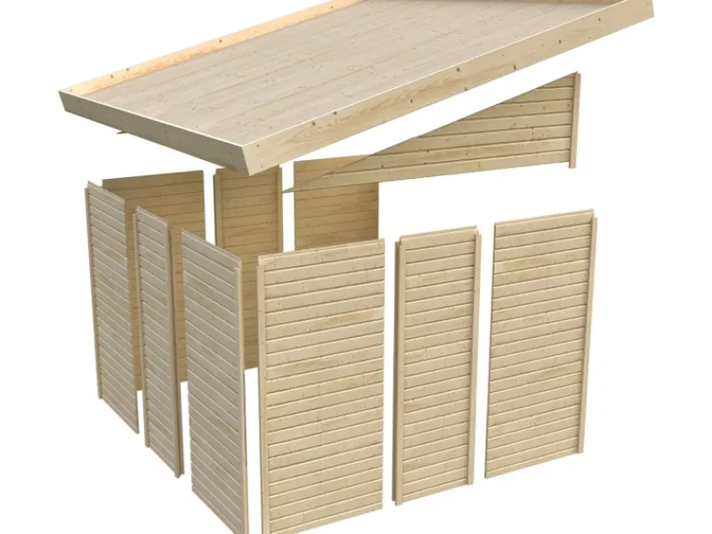 Karibu Gartenlauben|Holz-Gartenhaus Kristiansund Terragrau Lackiert 181 cm x 442 cm