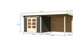 Holz-Gartenhaus Kumla 6 Terragrau Pultdach Lackiert 270 cm x 270 cm*Karibu