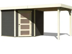 Karibu Gartenlauben|Holz-Gartenhaus Linköbing Pultdach Lackiert 238 cm x 242 cm