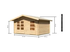 Holz-Gartenhaus Normes Natur Satteldach Unbehandelt 402 cm x 312 cm*Karibu Discount