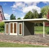 Holz-Gartenhaus Norrköping Terragrau Pultdach Lackiert 365 cm x 305 cm*Karibu