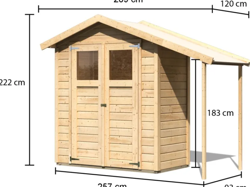 Karibu Gartenlauben|Holz-Gartenhaus Orsa Naturbelassen Satteldach 177 cm x 89,5 cm