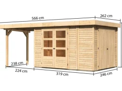 Kinder Karibu Kinder-Gartengeräte|Holz-Gartenhaus Retola Natur Flachdach Unbehandelt 238 cm x 242 cm