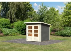 Holz-Gartenhaus Sitten Terragrau Pultdach Lackiert 182 cm x 182 cm*Karibu Online