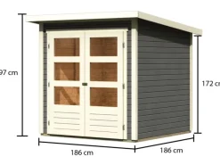 Holz-Gartenhaus Sitten Terragrau Pultdach Lackiert 182 cm x 182 cm*Karibu Online