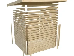 Karibu Gartenlauben|Holz-Gartenhaus Sitten Terragrau Pultdach Lackiert 242 cm x 242 cm