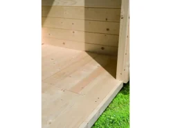 Karibu Gartenlauben|Holz-Gartenhaus Sitten Terragrau Pultdach Lackiert 242 cm x 242 cm
