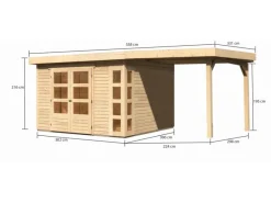 Holz-Gartenhaus Sölve Natur Flachdach Unbehandelt 298 cm x 302 cm*Karibu Hot