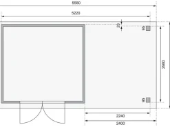 Holz-Gartenhaus Sölve Natur Flachdach Unbehandelt 298 cm x 302 cm*Karibu Hot
