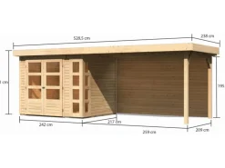 Kinder Karibu Kinder-Gartengeräte|Gartenlauben|Holz-Gartenhaus Sölve Natur Flachdach Unbehandelt 238 cm x 213 cm