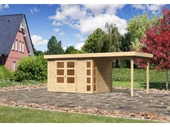 Holz-Gartenhaus Sölve Natur Flachdach Unbehandelt 298 cm x 213 cm*Karibu New