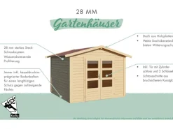 Holz-Gartenhaus Tessin 2 Natur 300 x 300 cm inkl. Boden und Dachschindeln*Karibu Hot