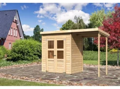 Karibu Pavillons|Holz-Gartenhaus Vellinge Natur Pultdach Unbehandelt 178 cm x 122 cm