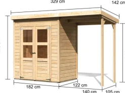 Karibu Pavillons|Holz-Gartenhaus Vellinge Natur Pultdach Unbehandelt 178 cm x 122 cm