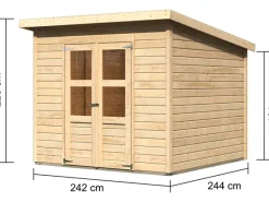 Karibu Gartenlauben|Holz-Gartenhaus Vellinge Natur Unbehandelt 238 cm x 240 cm
