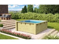 Karibu Aufstellpools|Massivholzpool Pool Minipool Kesseldruckimprägniert 78 x 192,1 x 192,1 cm
