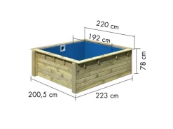 Karibu Aufstellpools|Massivholzpool Pool Minipool Kesseldruckimprägniert 78 x 192,1 x 192,1 cm