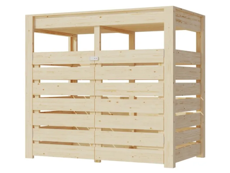 Karibu Mülltonnenboxen|Mülltonnenunterstand 2 mit Hochbeet Naturbelassen