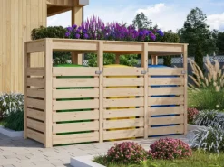 Mülltonnenunterstand 3 mit Hochbeet Naturbelassen*Karibu Online
