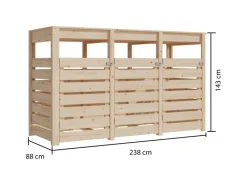 Mülltonnenunterstand 3 mit Hochbeet Naturbelassen*Karibu Online