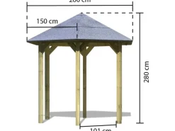 Karibu Pavillons|Pavillon Alicante kesseldruckimprägniert 235 cm x 208 cm x 280 cm