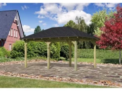 Pavillon Bever 4 Set kdi mit Schindeln Schwarz 429 cm x 289 cm x 296 cm*Karibu Outlet