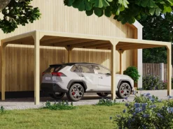 Karibu Gartenlauben|Pavillon Set Fyrkant Naturbelassen mit einer Verlängerung