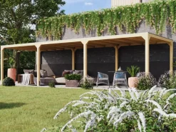 Pavillon Set Fyrkant Naturbelassen mit zwei Verlängerungen*Karibu Hot