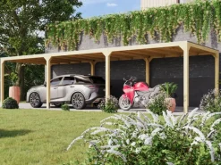 Pavillon Set Fyrkant Naturbelassen mit zwei Verlängerungen*Karibu Hot