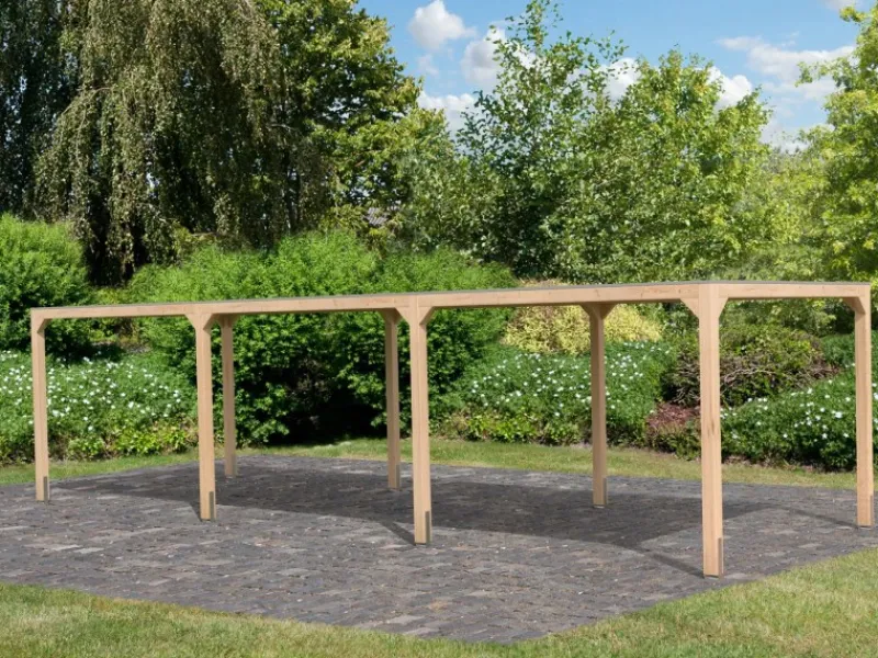 Pavillon Set Fyrkant Naturbelassen mit zwei Verlängerungen*Karibu Hot