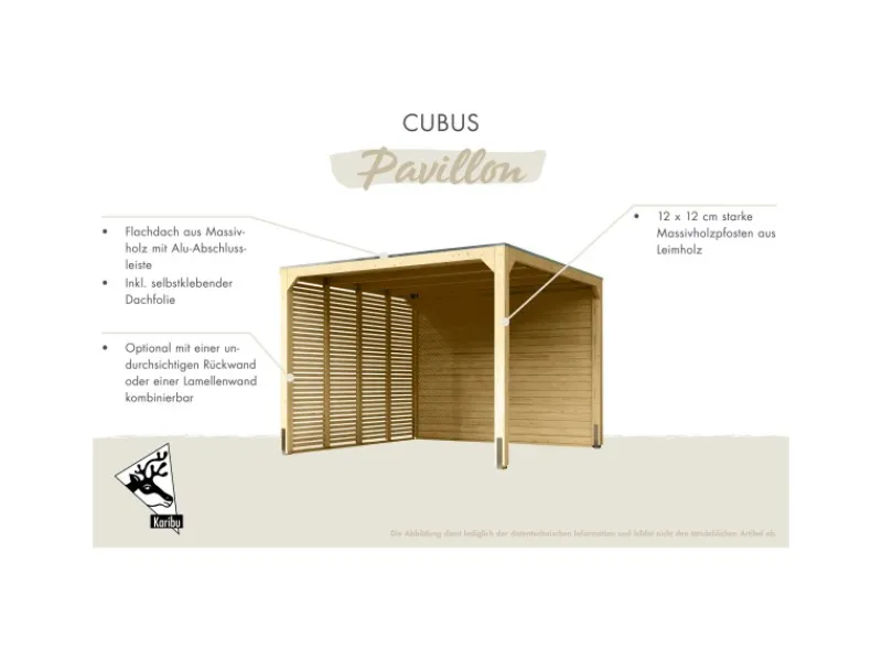 Pavillon Set Fyrkant Naturbelassen mit zwei Verlängerungen*Karibu Hot