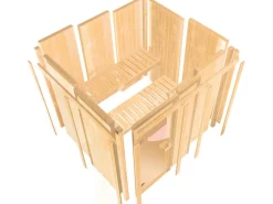 Karibu Outdoor Whirlpools|Sauna-Set Lyra inkl. Ofen 9 kW mit ext. Steuerung, Dachkranz, Tür Graphit