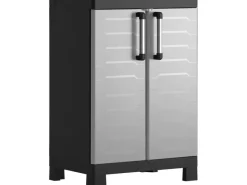 Kunststoffschrank Detroit Niedrig mit Alu-Griffen Hellgrau*Keter Best