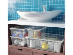 Aufbewahrungsbox C L mit Deckel 4 Rollen Transparent*KIS New